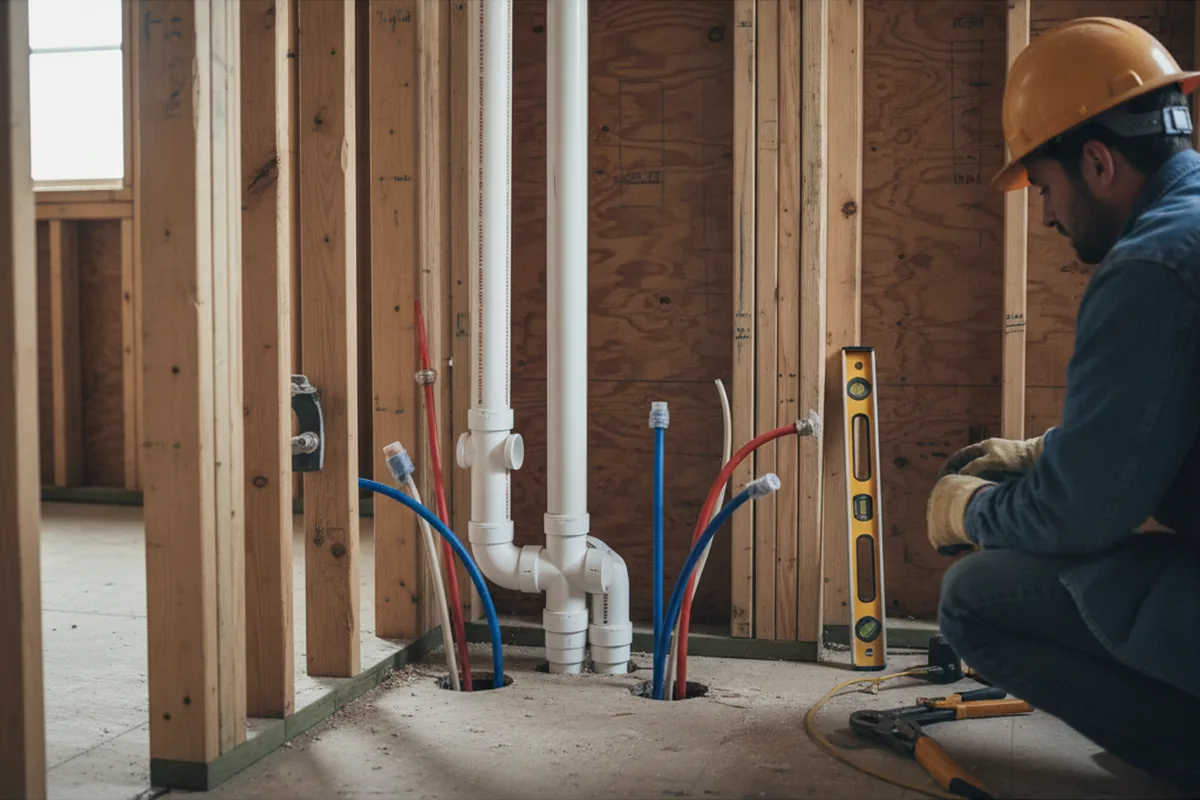 Drain and supply rough-in during Garbage Disposal Repair in Colbert