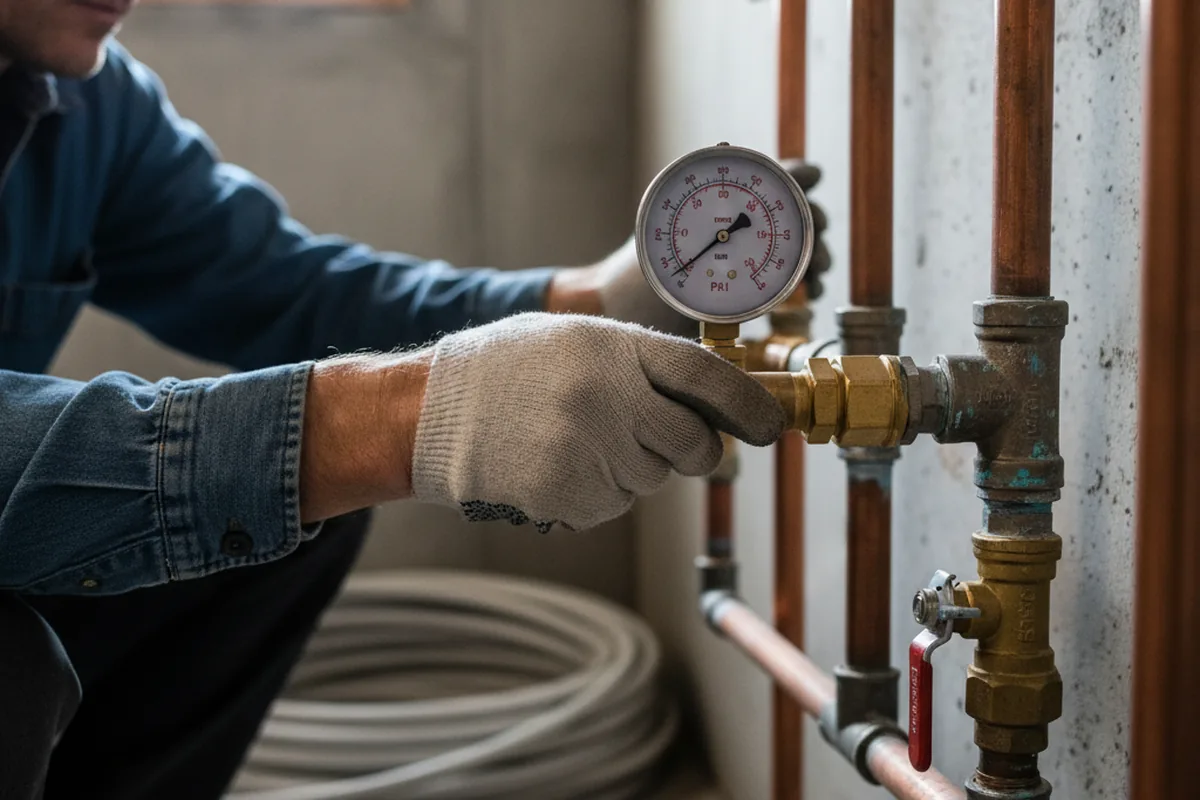 Pressure testing a repaired line during Water Line Repair in Colbert